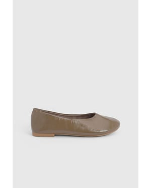 Faith: Bonnie Faux Patent Leather Seam Detail Ballet Pumps