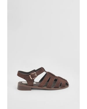 Cassie Faux Suede Closed Toe Fisherman Flat Shoes