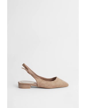 Millie Faux Metallic Leather Slingback Flat Shoes
