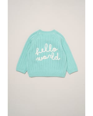Hello World Embroidered Knitted Cardigan