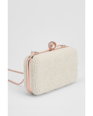Bridal Amora Love Heart Pearl Detail Clutch Bag