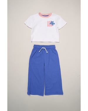 Lisbon Printed Ringer Tee and Wide-Leg Set