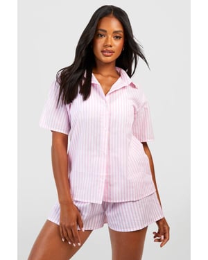 Cotton Pinstripe Oversized Short Sleeve Pyjama Shirt