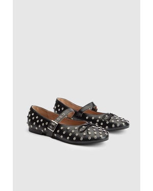 Faith: Gracie Faux Leather Diamante Studded Mary Jane Ballerinas