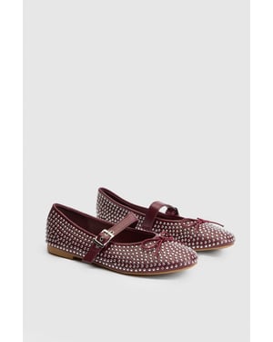 Faith: Livvy Faux Leather Studded Mary Jane Ballerinas