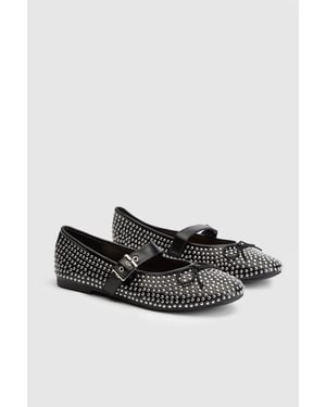Faith: Livvy Faux Leather Studded Mary Jane Ballerinas