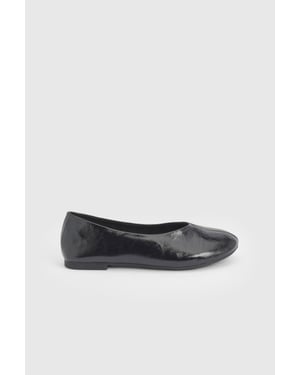 Faith: Bonnie Faux Patent Leather Seam Detail Ballet Pumps