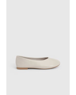 Faith: Bonnie Faux Patent Leather Seam Detail Ballet Pumps