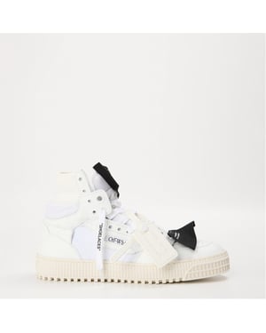 Women's Off White 3.0 Hi Top Lettering Lace-Up Sneakers in White/Black