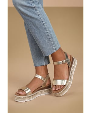 Good For The Sole: Hester Faux Leather Embellished Flatform Wedge Sandals