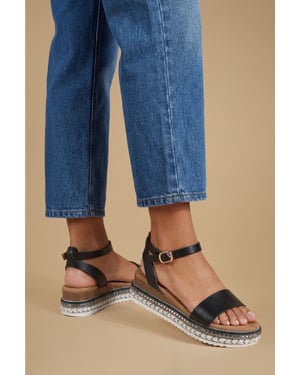 Good For The Sole: Hester Faux Leather Embellished Flatform Wedge Sandals