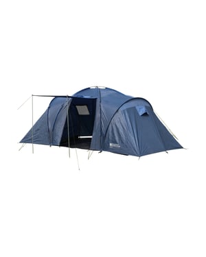 'Holiday' Waterproof 6 Man Tent with Air Vents Mesh Door for Family Camping Medium Blue