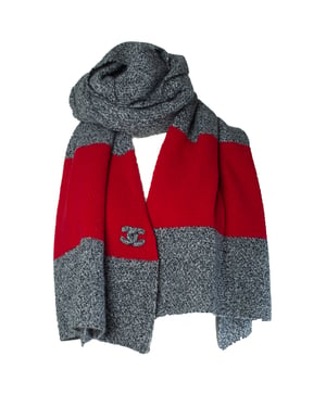Chanel, Oversized cashmere scarf with cc logo