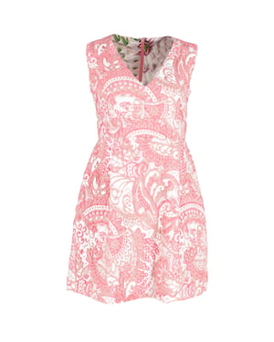 Dolce & Gabbana – Blommig jacquard-miniklänning i rosa polyester
