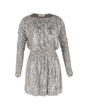 Saint Laurent Bateau-ringning med paljetter i silverfärgad polyester