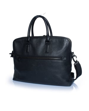 Hugo Boss, grained leather laptop bag in black