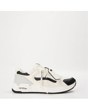 Men's Off White Round Toe Flat Heel Trainers in White/Black