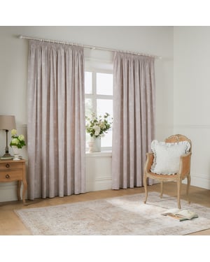 Wylder Bella Floral Lined Pencil Pleat Curtain Pair, Natural