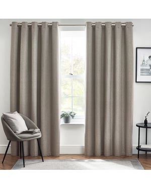 Furn Dawn Textured Blackout Eyelet Curtain Pair, Grey