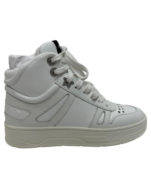 Jimmy Choo Hawaii High-To Sneakers in White Leather