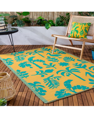 Furn Marula Outdoor/Indoor 100% Recycled Rug, Yellow/Teal