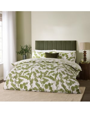 Hoem Lauro Printed Reversible Duvet Cover Set, Olive