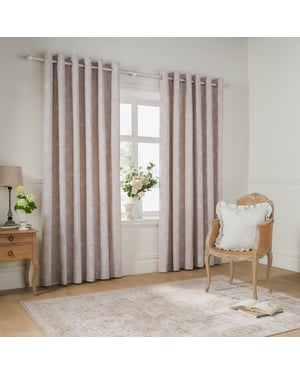 Wylder Bella Floral Lined Eyelet Curtain Pair, Natural