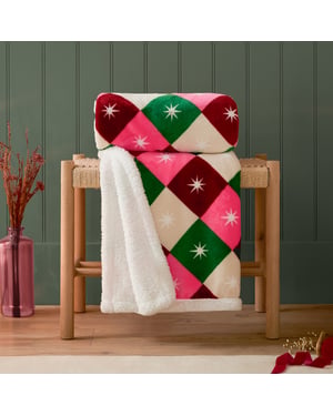 Furn Star Sherpa Fleece Throw, Multicolour