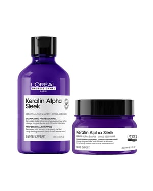 L'oréal Professionnel Duo Keratin Alpha Sleek Shampoo & Hair Mask Bundle Anti-frizz & Smoothing, 300ml, 250ml