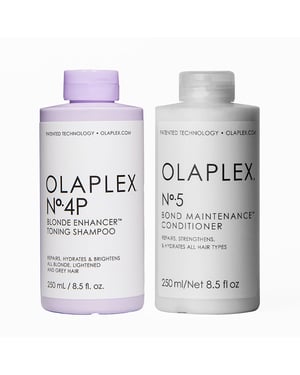 Olaplex No.4p Blonde Enhancer Toning Shampoo 250ml And No. 5 Bond Maintenance Conditioner 250ml Duo