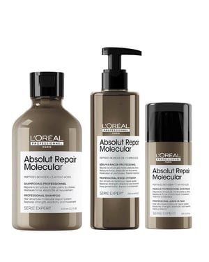 L'oréal Professionnel Serie Expert Absolut Repair Molecular Hair Shampoo 300ml, Leave-in-mask 100ml And Rinse-off Serum 250ml Pack