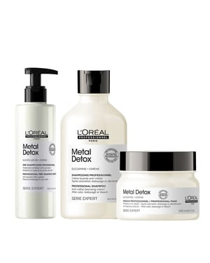 L'oreal Professionnel Metal Detox Anti-porosity Filler Pre-shampoo Treatment, Metal Detox Shampoo 300ml And Metal Detox Mask Pack