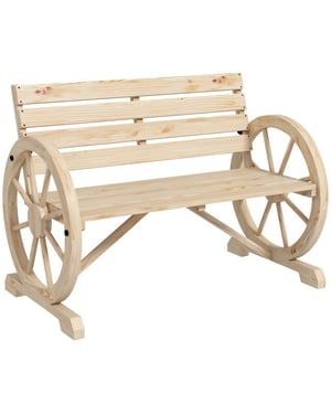 4goodz Tuinbank met armleuning wagenwielen design massief hout licht