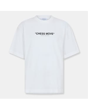 Men's Off White Regular Fit Lettering Crew Neck T-Shirt in White/Black