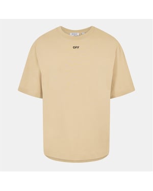 Men's Off White Crew Neck Short Sleeve Skate T-Shirt in Brown/Black