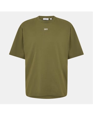 Men's Off White Crew Neck Short Sleeve Skate T-Shirt in Moss/White
