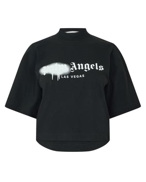Women's Palm Angels Palm Milano Crop T in Black White