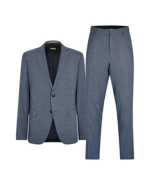 Men's Boss Huge 3pcs 232 10259494 01 Suit in Medium Blue