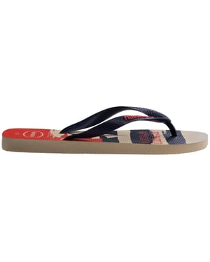 Women's Havaianas Naut Flip Flops with Thong Toe in Beige/Blue/Red