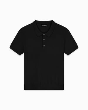 Black Bananas Ribbed Knit Polo,