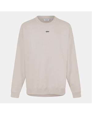 Men's Off White Skate Crew Neck Long Sleeve Sweatshirt in Stone/Black