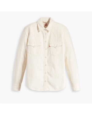 Women's Levis Ultimate Western Collared Long Sleeve Shirt in Icy Ecru 4