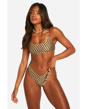 Mix & Match Wave Print High Leg Bikini Brief