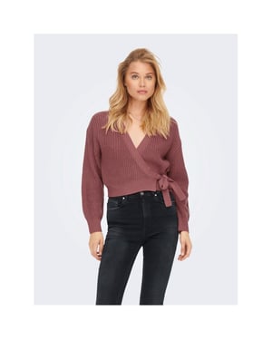 Women's Only Cropped V-Neck Relaxed Fit Sweater in Nostalgia Rose