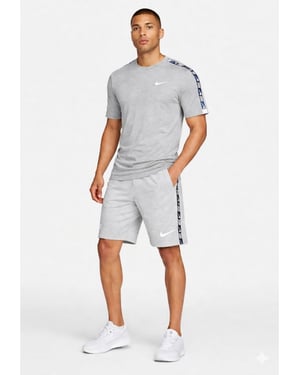 Nike Mens Tracksuit Tape T Shirt Tape Shorts Set in Grey/Grey