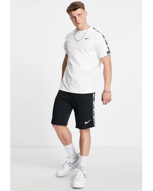Nike Mens Tracksuit Tape T Shirt Tape Shorts Set in White/Black