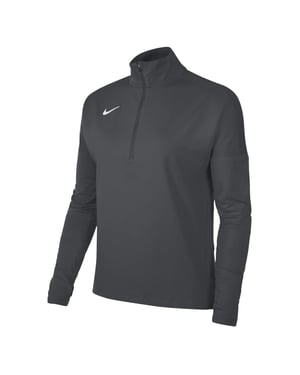 Women's Nike Front Zipper Pocket Funnel Neck Long Sleeve Athletic Top in Anthracite