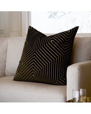 Paoletti Evoke Cut Velvet Cushion Cover, Black