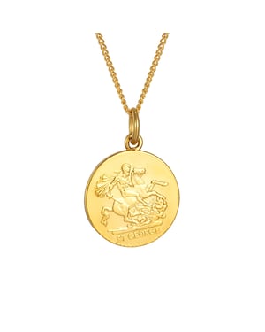 Rolled Gold St George Disc Pendant Necklace