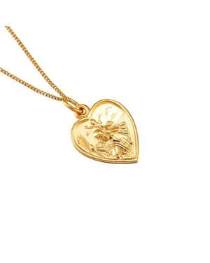Rolled Gold Heart Shaped St Christopher Pendant Necklace